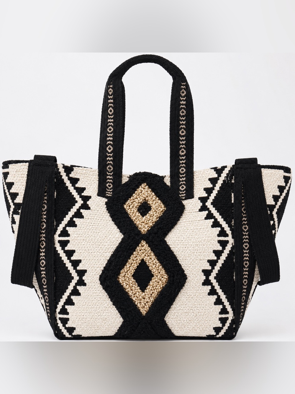 Whisper White & Cream Fringe Embroidered 3-Way Tote